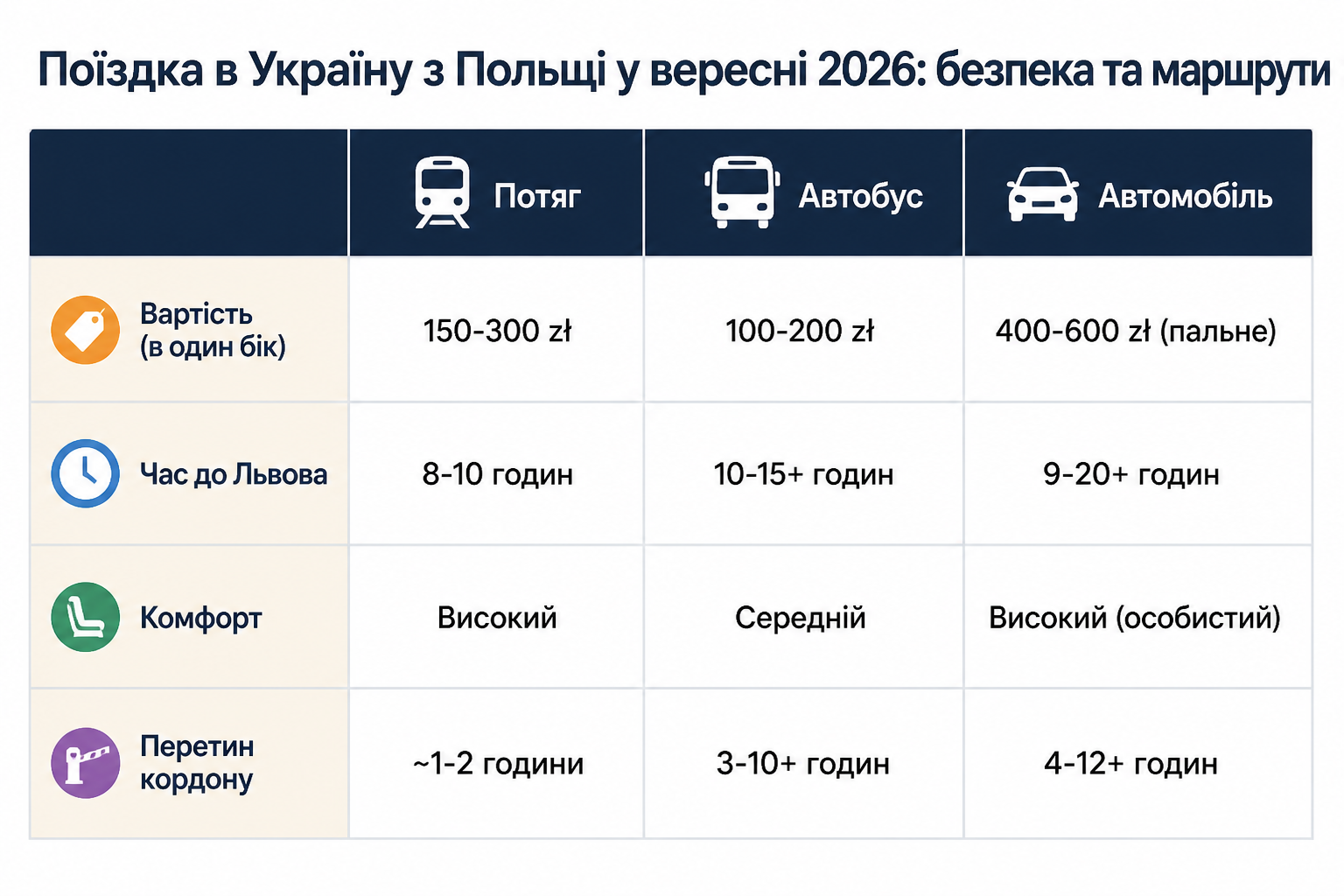 Поїздка в Україну з Польщі у вересні 2026: безпека та маршрути