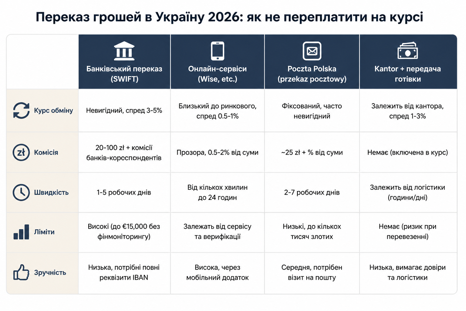 Переказ грошей в Україну 2026: як не переплатити на курсі