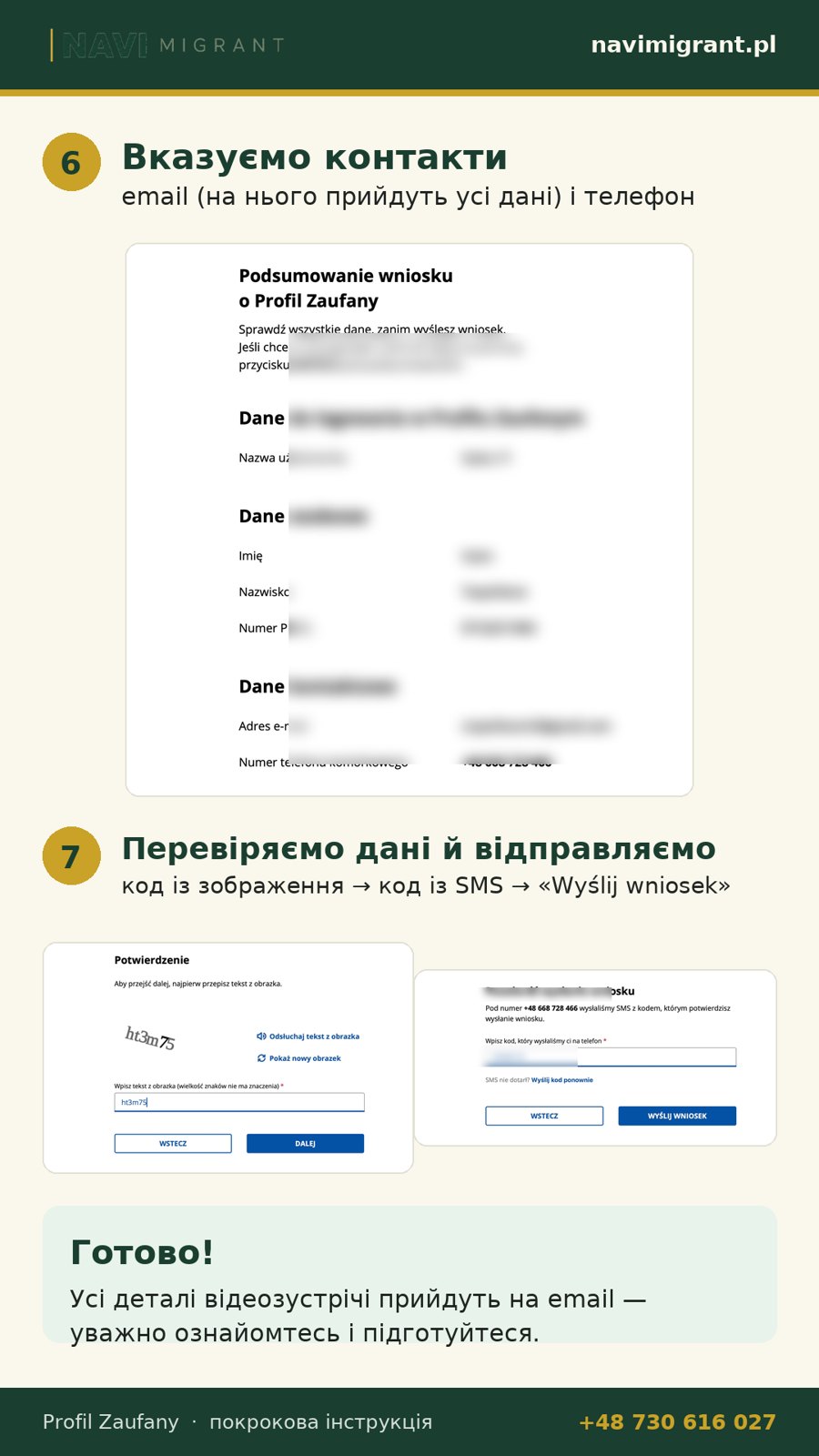 Створення профілю та дані