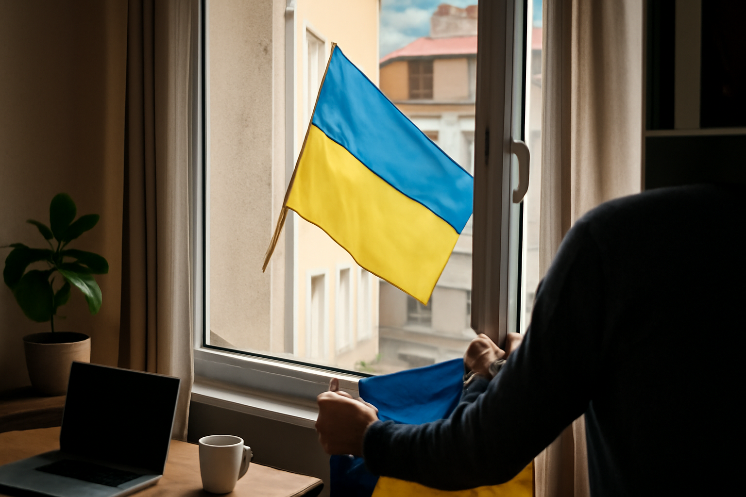 Чоловіку з польського міста Legnica не сподобався український прапор і він вирішив його зірвати