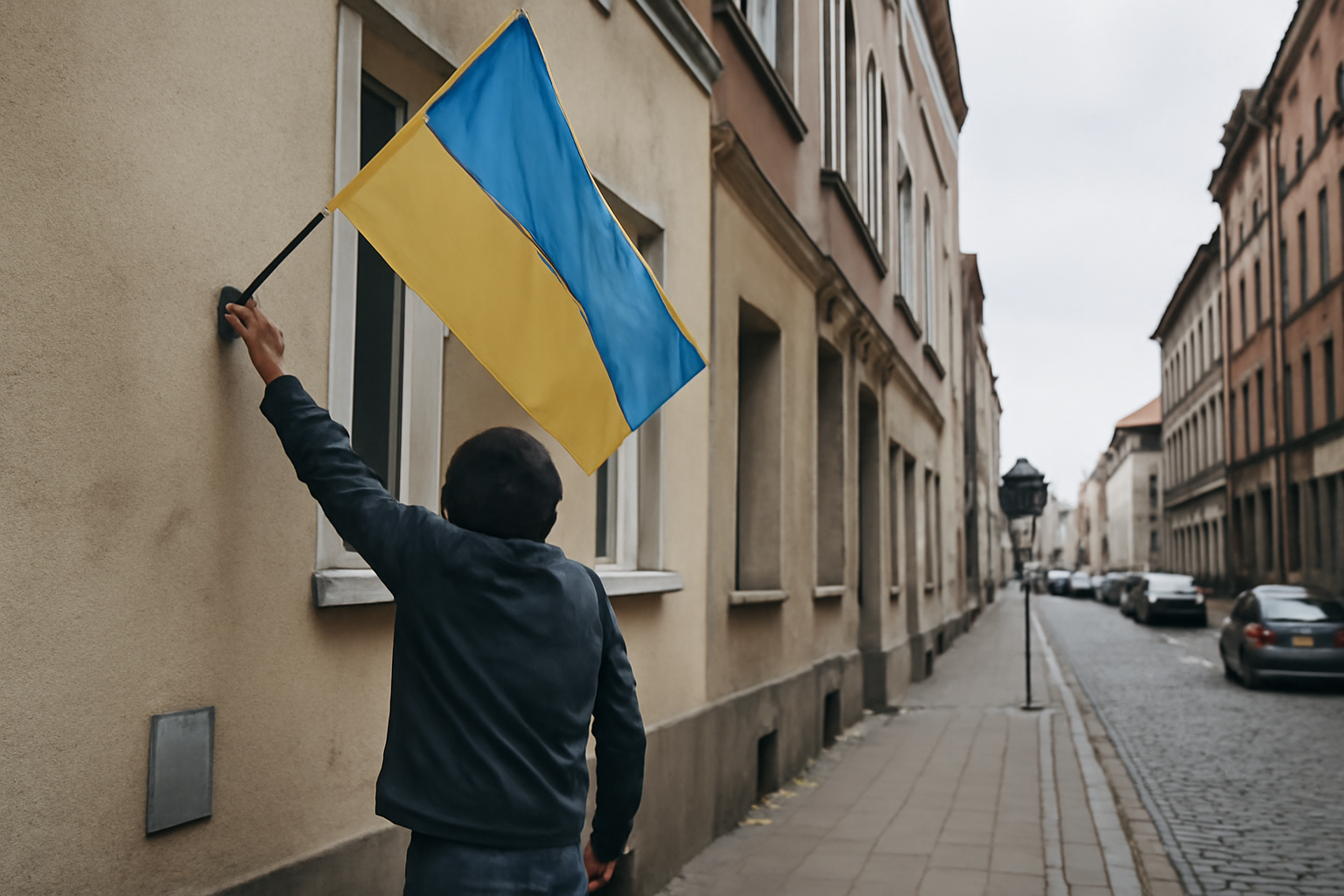 Incydent w Legnicy: Mężczyzna próbował zerwać ukraińską flagę